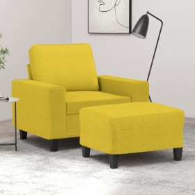 Sillón con taburete tela amarillo claro 60 cm en Sofás | Comprar online en Foru.es