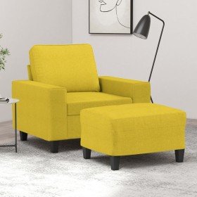 Sillón con taburete tela amarillo claro 60 cm en Sofás | Comprar online en Foru.es