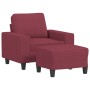 Sillón con taburete tela rojo tinto 60 cm en Sofás | Comprar online en Foru.es