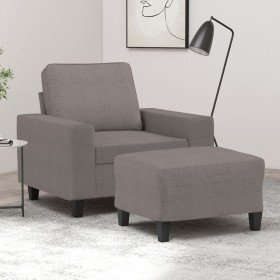 Sillón con taburete tela gris taupe 60 cm en Sofás | Comprar online en Foru.es