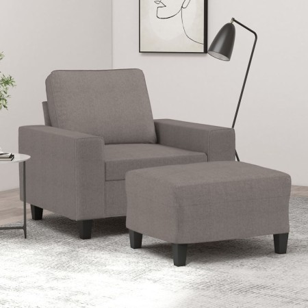 Sillón con taburete tela gris taupe 60 cm en Sofás | Comprar online en Foru.es