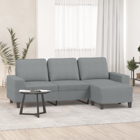Sofá de 3 plazas con taburete de tela gris claro 180 cm en Sofás | Comprar online en Foru.es