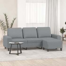 Sofá de 3 plazas con taburete de tela gris claro 180 cm en Sofás | Comprar online en Foru.es