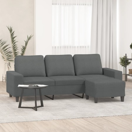 Sofá de 3 plazas con taburete de tela gris oscuro 180 cm en Sofás | Comprar online en Foru.es