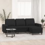 Sofá de 3 plazas con taburete de tela negro 180 cm en Sofás | Comprar online en Foru.es