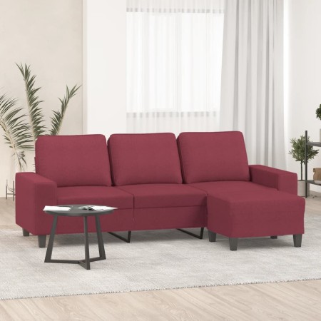 Sofá de 3 plazas con taburete de tela rojo tinto 180 cm en Sofás | Comprar online en Foru.es