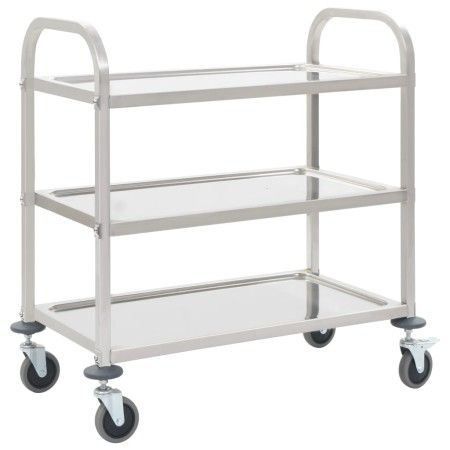 Carrito de cocina de 3 alturas 96,5x55x90 cm acero inoxidable de vidaXL, Carros de cocina y comedor - Ref: Foro24-50914, Prec...