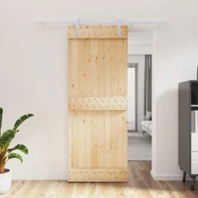 Puerta corredera con herrajes madera maciza de pino 80x210 cm de vidaXL, Puertas - Ref: Foro24-3203009, Precio: 166,85 €, Des...