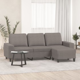 Sofá de 3 plazas con taburete de tela gris taupe 180 cm en Sofás | Comprar online en Foru.es