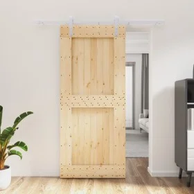Puerta corredera con herrajes madera maciza de pino 90x210 cm de vidaXL, Puertas - Ref: Foro24-3203015, Precio: 199,00 €, Des...
