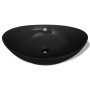 Lavabo Oval de cerámica negra de lujo con desagüe, 59 x 38,5 cm de vidaXL, Lavabos - Ref: Foro24-140680, Precio: 84,89 €, Des...