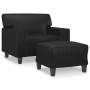 Sillón con taburete cuero sintético negro 60 cm en Sofás | Comprar online en Foru.es