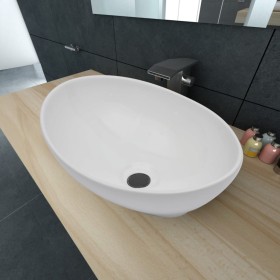 Lavabo ovalado de cerámica blanco 40x33 cm de vidaXL, Lavabos - Ref: Foro24-140674, Precio: 50,61 €, Descuento: %