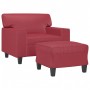 Sillón con taburete cuero sintético rojo tinto 60 cm en Sofás | Comprar online en Foru.es
