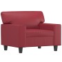 Sillón con taburete cuero sintético rojo tinto 60 cm en Sofás | Comprar online en Foru.es