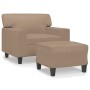 Sillón con taburete cuero sintético color capuchino 60 cm en Sofás | Comprar online en Foru.es