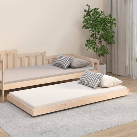 Estructura de cama madera maciza de pino 90x190 cm de vidaXL, Camas y somieres - Ref: Foro24-823504, Precio: 82,90 €, Descuen...