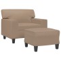 Sillón con taburete cuero sintético color capuchino 60 cm en Sofás | Comprar online en Foru.es