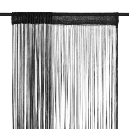 Cortinas de flecos 2 piezas 140x250 cm negras de vidaXL, Cortinas y visillos - Ref: Foro24-132401, Precio: 26,10 €, Descuento: %