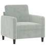 Sillón con taburete terciopelo gris claro 60 cm en Sofás | Comprar online en Foru.es