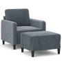 Sillón con taburete terciopelo gris oscuro 60 cm en Sofás | Comprar online en Foru.es