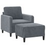 Sillón con taburete terciopelo gris oscuro 60 cm en Sofás | Comprar online en Foru.es