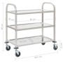 Carrito de cocina de 3 alturas 96,5x55x90 cm acero inoxidable de vidaXL, Carros de cocina y comedor - Ref: Foro24-50914, Prec...