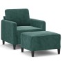 Sillón con taburete terciopelo verde oscuro 60 cm en Sofás | Comprar online en Foru.es