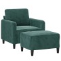 Sillón con taburete terciopelo verde oscuro 60 cm en Sofás | Comprar online en Foru.es