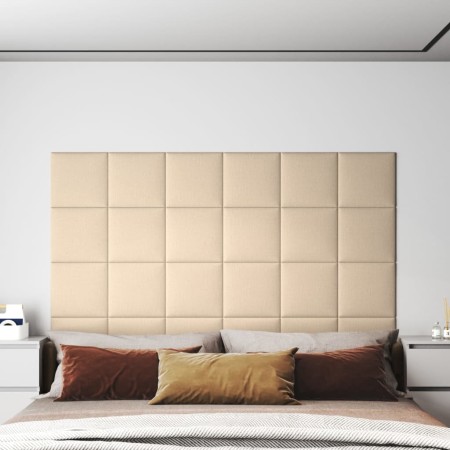 Paneles de pared 12 uds tela color crema 30x30 cm 1,08 m² de vidaXL, Recubrimiento de paredes - Ref: Foro24-343788, Precio: 4...