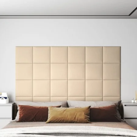 Paneles de pared 12 uds tela color crema 30x30 cm 1,08 m² de vidaXL, Recubrimiento de paredes - Ref: Foro24-343788, Precio: 4...