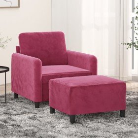 Sillón con taburete terciopelo rojo tinto 60 cm en Sofás | Comprar online en Foru.es