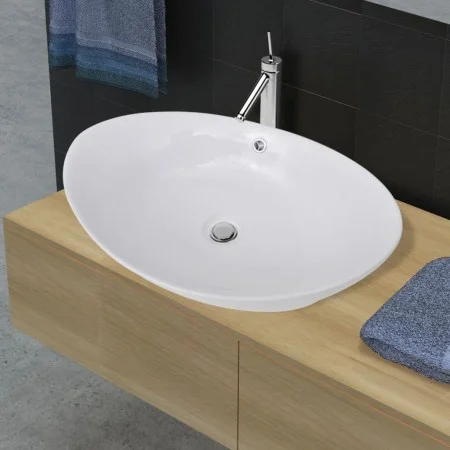 Ovales Waschbecken und Keramik-Überlaufloch 59x38,5 cm von vidaXL, Sinkt - Ref: Foro24-140679, Preis: 85,50 €, Rabatt: %