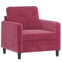 Sillón con taburete terciopelo rojo tinto 60 cm en Sofás | Comprar online en Foru.es