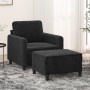 Sillón con taburete terciopelo negro 60 cm en Sofás | Comprar online en Foru.es