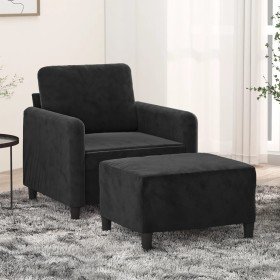 Sillón con taburete terciopelo negro 60 cm en Sofás | Comprar online en Foru.es