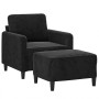 Sillón con taburete terciopelo negro 60 cm en Sofás | Comprar online en Foru.es