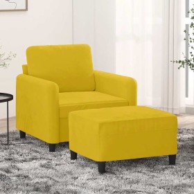 Sillón con taburete terciopelo amarillo 60 cm en Sofás | Comprar online en Foru.es
