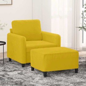Sillón con taburete terciopelo amarillo 60 cm en Sofás | Comprar online en Foru.es
