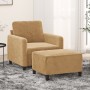 Sillón con taburete terciopelo marrón 60 cm en Sofás | Comprar online en Foru.es