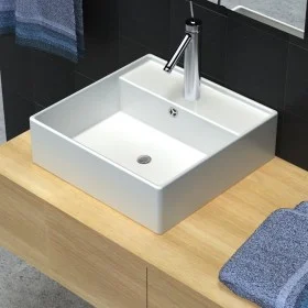 Luxuriöses quadratisches Keramikwaschbecken mit Hahnloch 41x41 cm von vidaXL, Sinkt - Ref: Foro24-140684, Preis: 77,03 €, Rab...