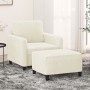 Sillón con taburete terciopelo crema 60 cm en Sofás | Comprar online en Foru.es