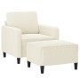 Sillón con taburete terciopelo crema 60 cm en Sofás | Comprar online en Foru.es