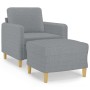 Sillón con taburete tela gris claro 60 cm en Sofás | Comprar online en Foru.es