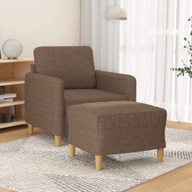 Sillón con taburete tela marrón 60 cm en Sofás | Comprar online en Foru.es