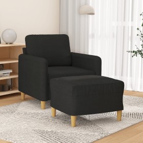 Sillón con taburete tela negro 60 cm en Sofás | Comprar online en Foru.es