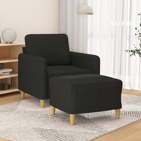 Sillón con taburete tela negro 60 cm en Sofás | Comprar online en Foru.es