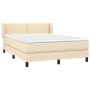 Cama box spring con colchón tela color crema 140x190 cm de vidaXL, Camas y somieres - Ref: Foro24-3126162, Precio: 410,73 €, ...