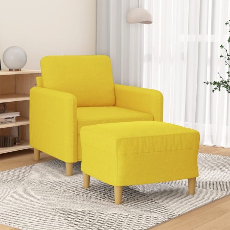 Sillón con taburete tela amarillo claro 60 cm en Sofás | Comprar online en Foru.es