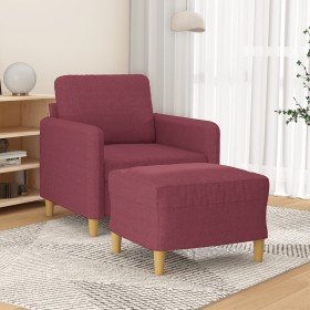 Sillón con taburete tela rojo tinto 60 cm en Sofás | Comprar online en Foru.es